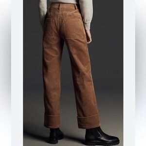 Aligne Salma 18 Tabacco Corduroy Wide Leg Roll Hem Trouser Anthologie